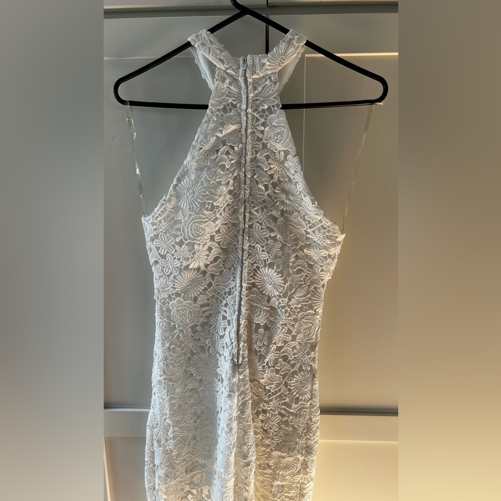 White lacy lined dress halterneck, size 1 - Picture 6 of 11